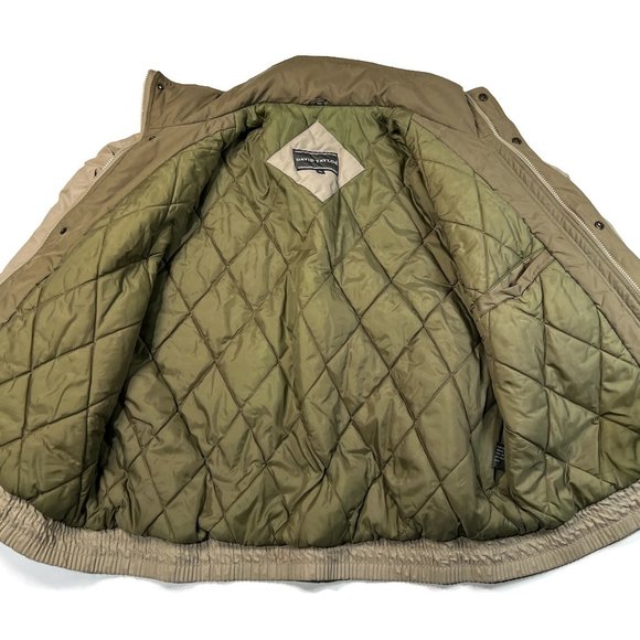 David Taylor Jacket Mens XL Puffer Khaki Quilted Lining - Picture 8 of 12